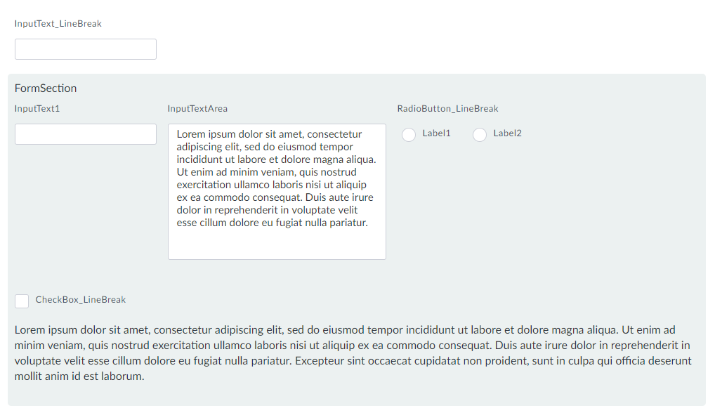 Line break on fields implementation