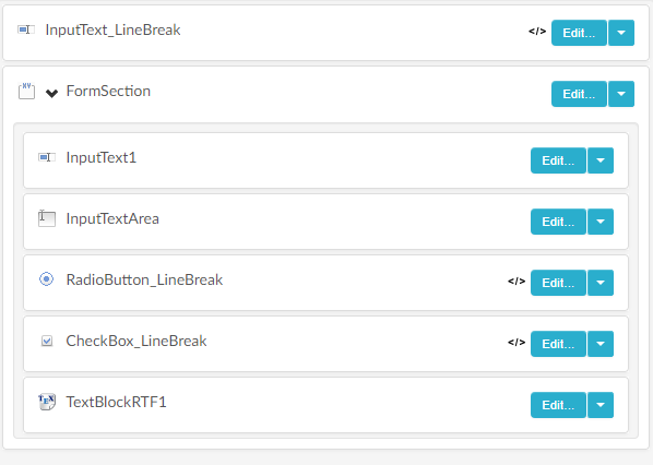Line break on fields form editor