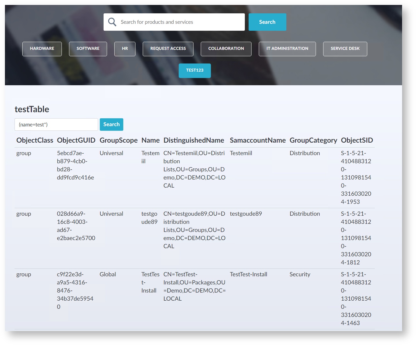 Previous table section look