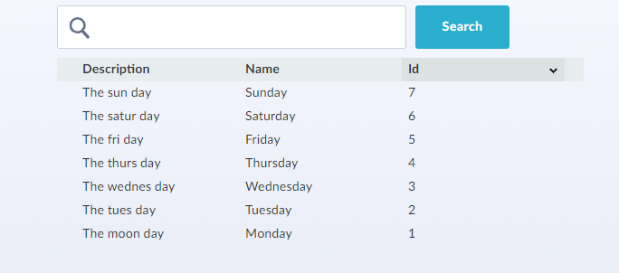 Sort by column in table page