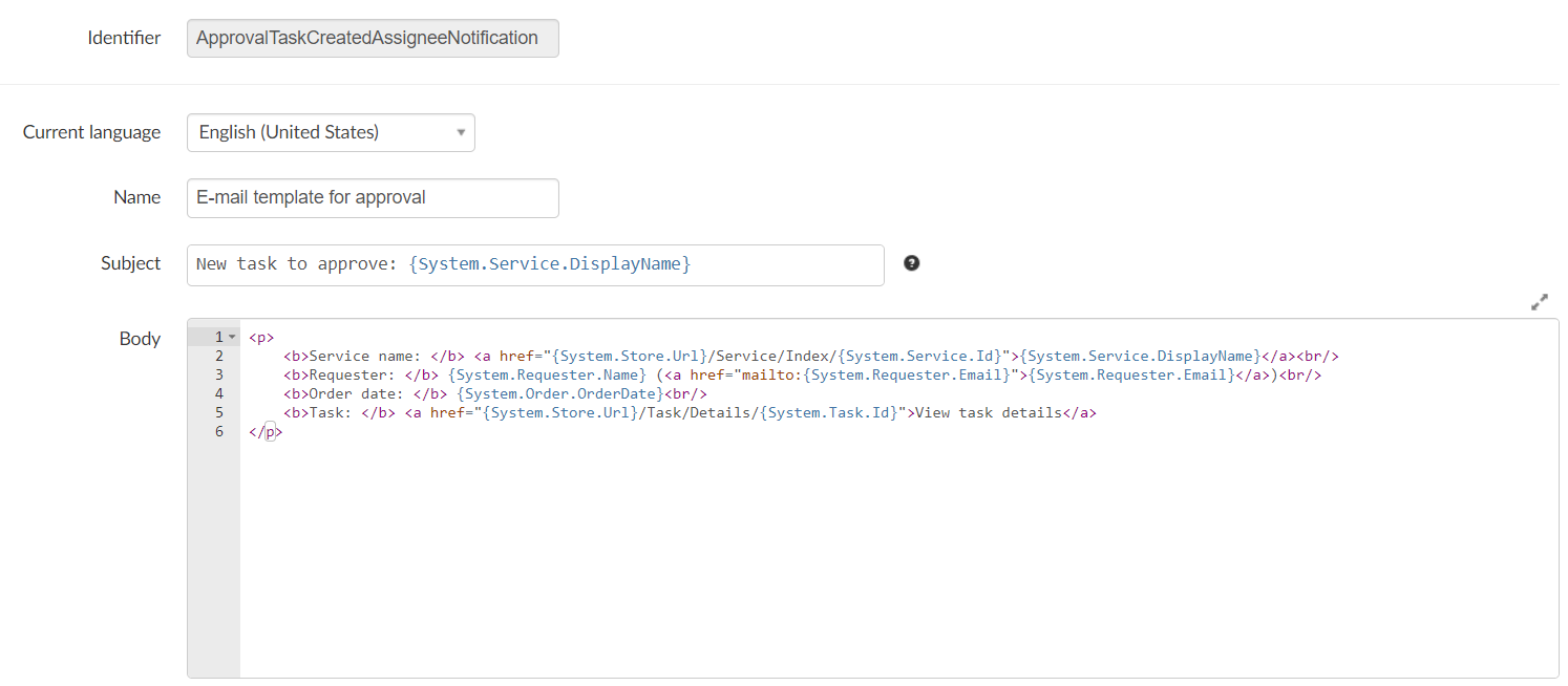 Email template example