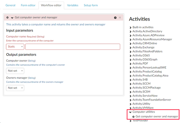 Grouped activities implementation
