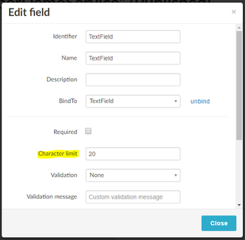 Textfield character limit