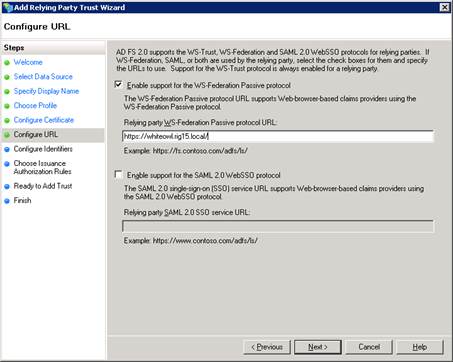 ADFS Enable WF federation