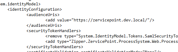 web.config audienceUri