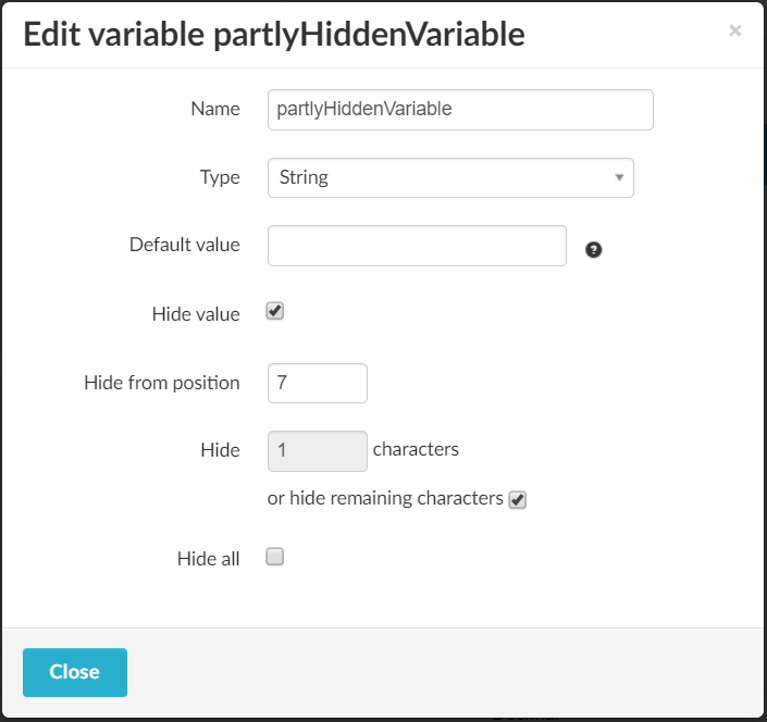 Hide part of a variable