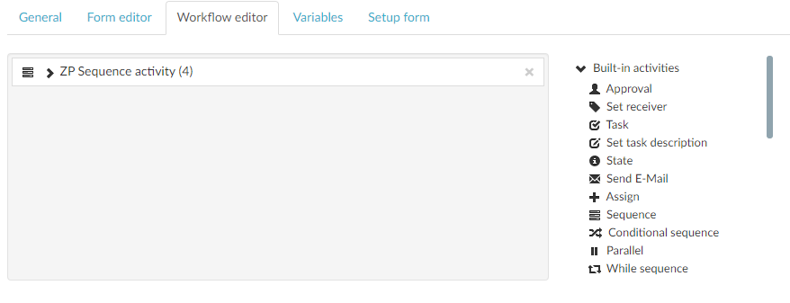Scrollable activity list in workflow editor