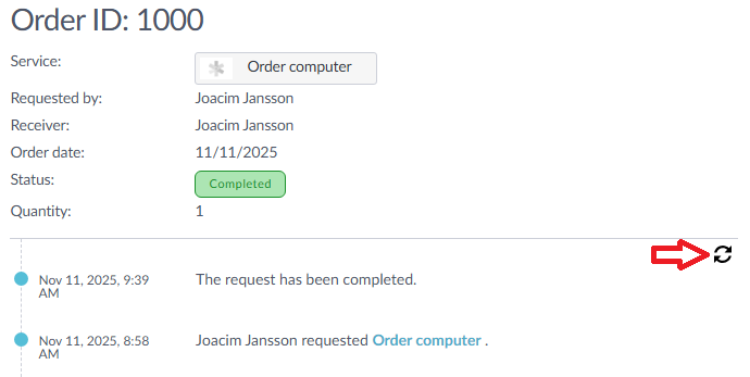 Refresh order details