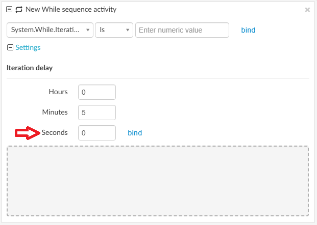 Enter a static value for seconds in while activity